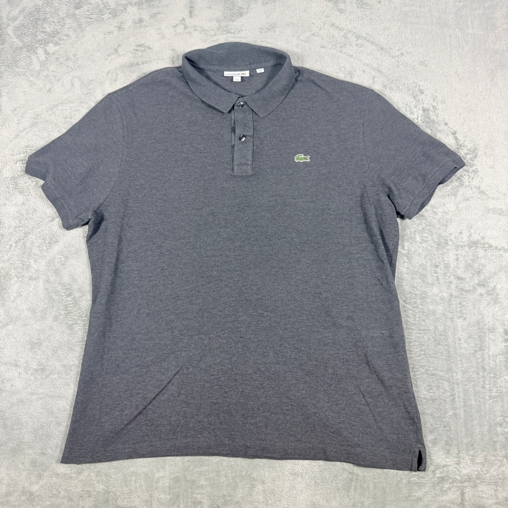 Lacoste Mens 3XL Polo Shirt Gray Slim Fit Short Sleeve Cotton Logo FA10614